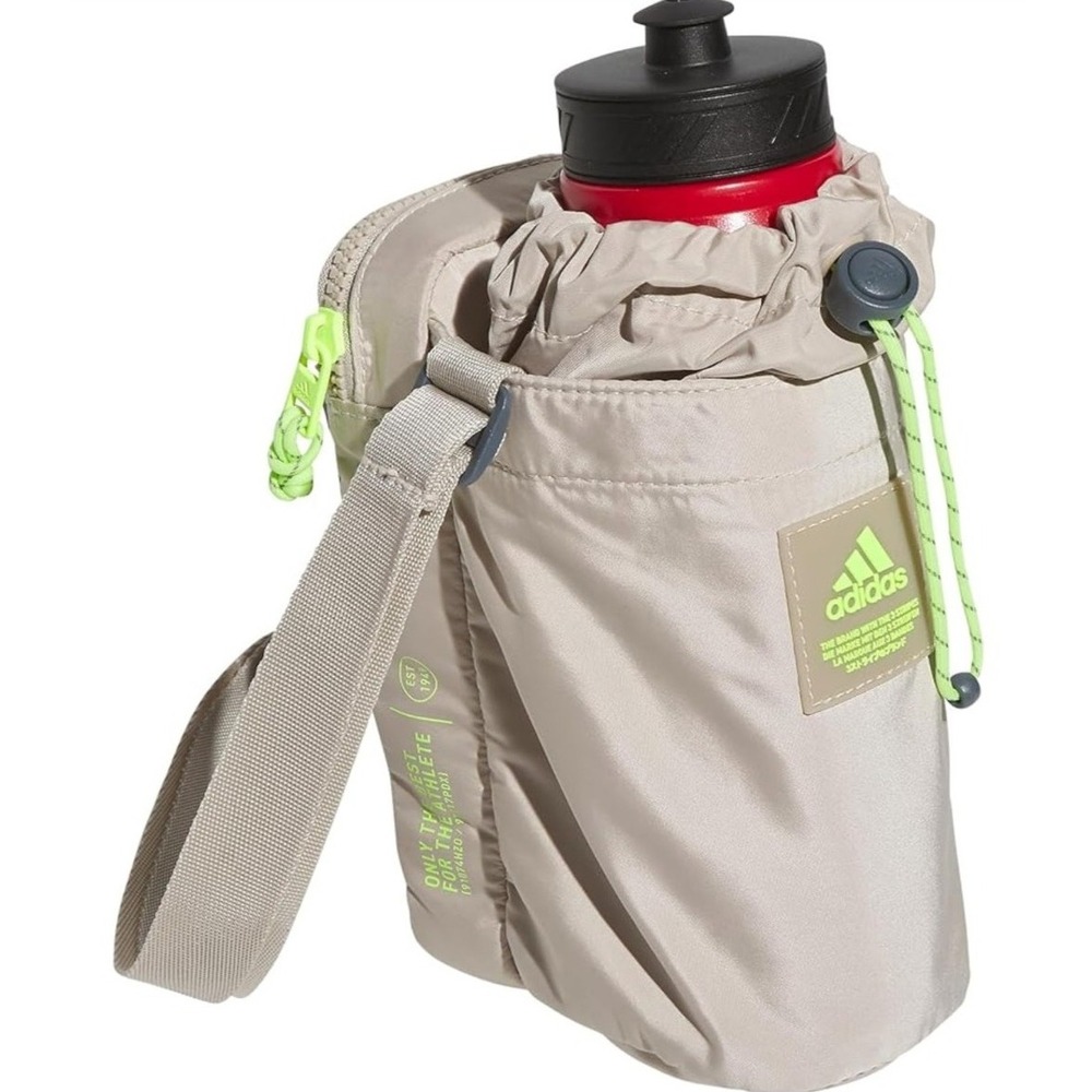Adidas Crossbody water bottle carrier Khaki Beige 3.75"L x 5"W x 7.75"H NWT